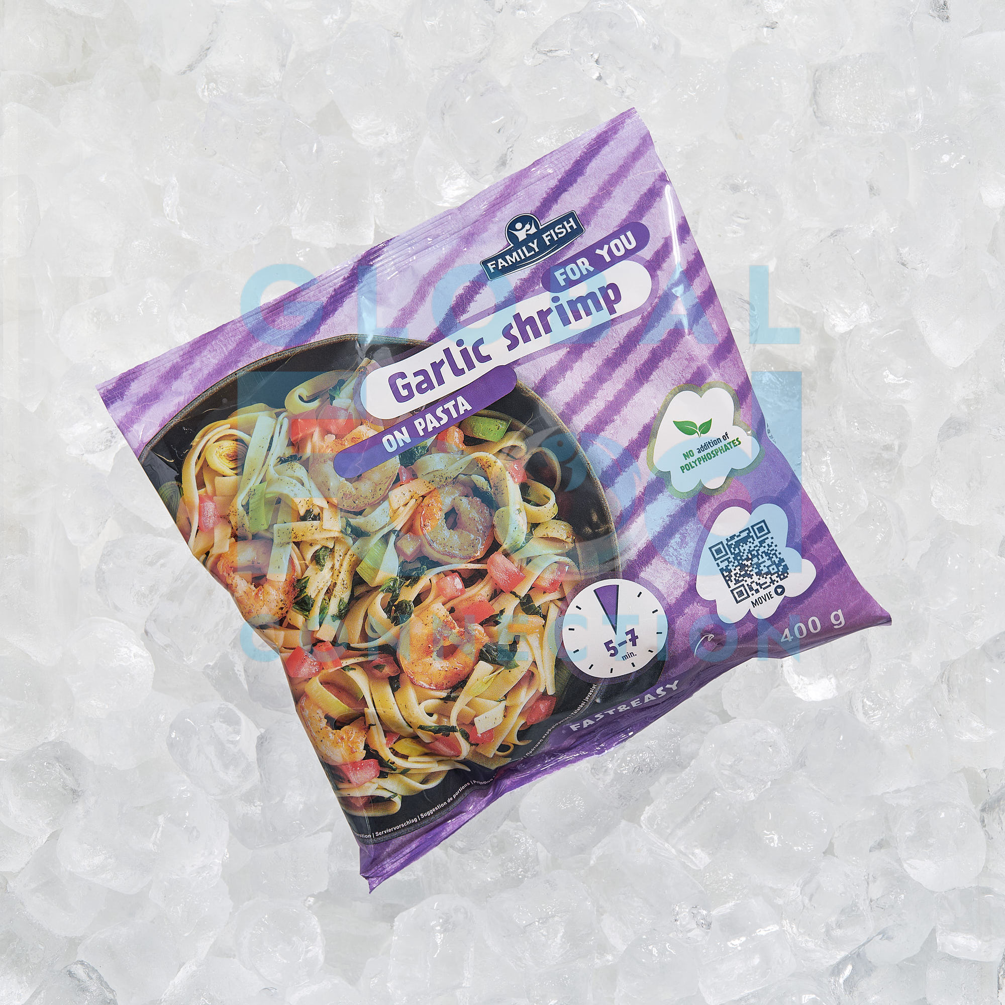 Pasta with shrimp, garlic flavor, 400 g